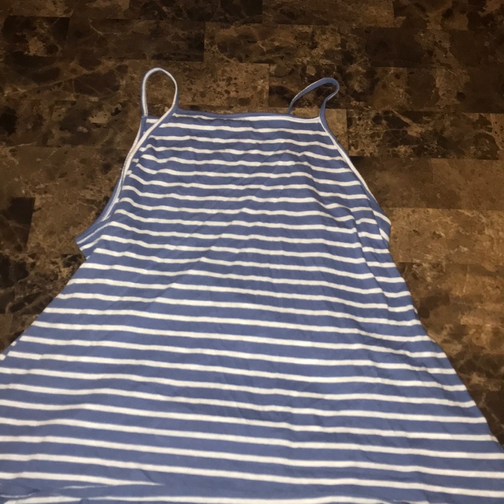 Light blue and white tank top